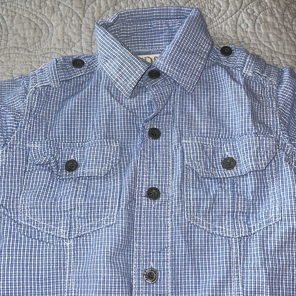 PD&C Blue and white check short sleeve button up. 2T - Picture 4 of 4